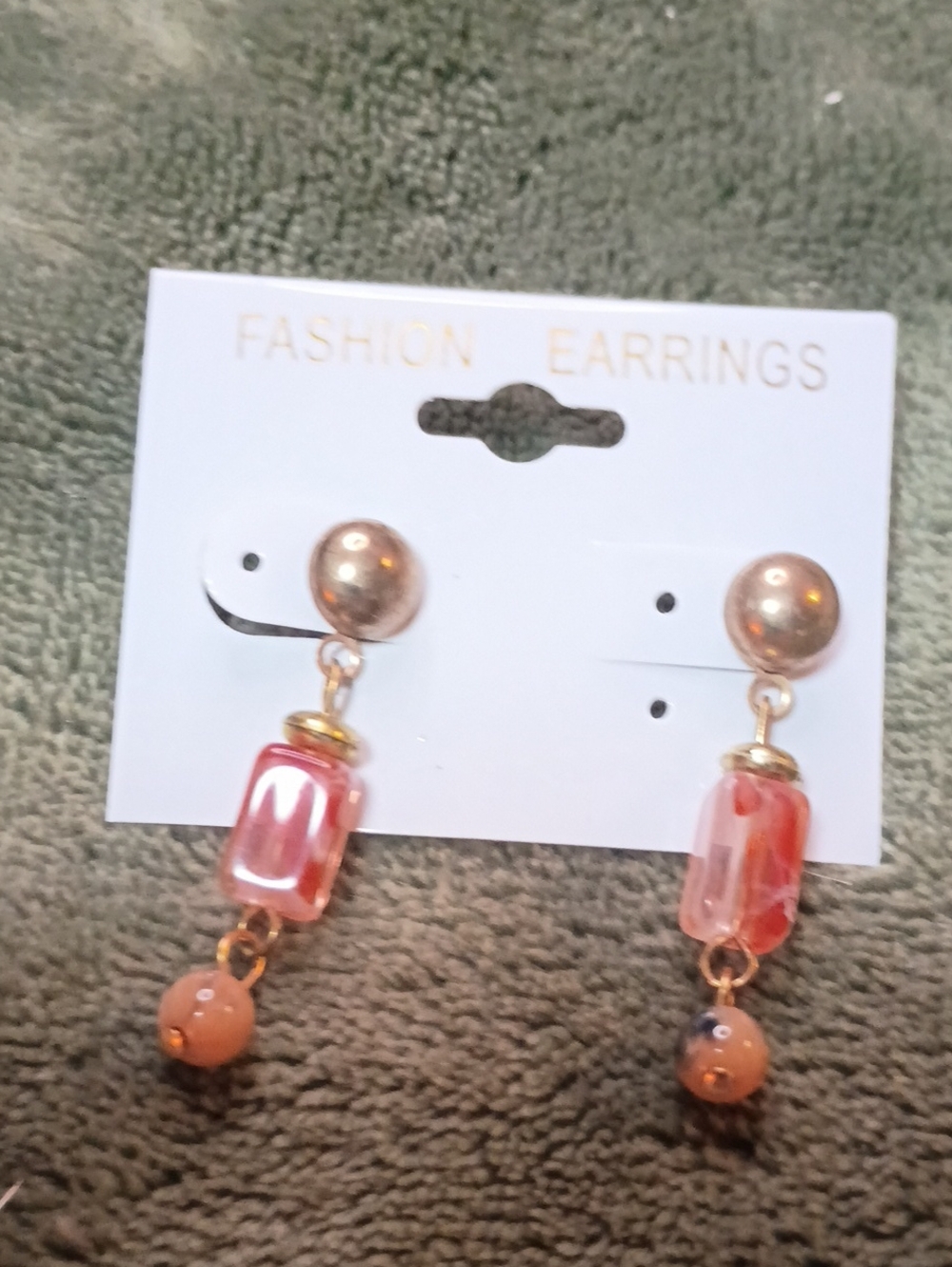 Fashion Jewelry - Pink and Gold Dangle Bead Earrings